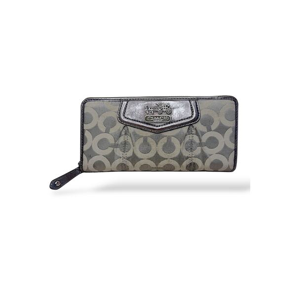 Coach Handbags - Coach Signature C Zip Around Accordion Wallet Gray Pewter Silver Horse& Carriage